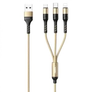 Кабель синхронізації даних Remax RC-186th Speed USB - Lightning + micro USB + USB Type-C (M/M) 2.1 A 1 м Gold (6954851204527)