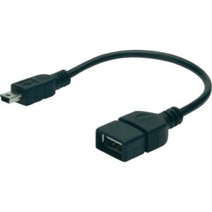 Кабель USB type A - USB type B digitus USB 2.0 AF to mini-B 5P OTG 0.2 m (AK-300310-002-S)