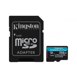 Карта пам'яті kingston microsdxc 256GB canvas go! plus class 10 UHS-I U3 V30 A2 + SD-адаптер (SDCG3/256GB)