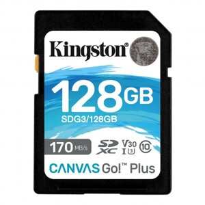 Карта пам'яті kingston SDXC 128GB canvas go! plus class 10 UHS-I U3 V30 (SDG3/128GB)