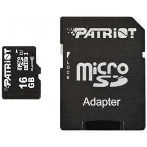 Карта пам'яті patriot LX microsdhc 16GB UHS-I class 10 + SD-adapter (PSF16gmcsdhc10)