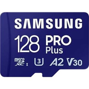 Карта пам'яті samsung PRO plus microsdxc 128GB UHS-I U3 V30 A2 + SD адаптер (MB-MD128SA/EU)