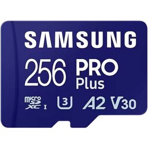 Карта пам'яті samsung PRO plus microsdxc 256GB UHS-I U3 V30 A2 + SD адаптер (MB-MD256SA/EU)