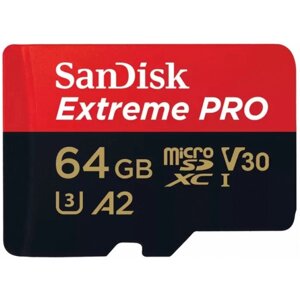 Карта пам'яті sandisk microsd 64GB C10 UHS-I U3 extreme pro V30+SD (sdsqxcu-064G-GN6ma)