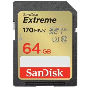 Карта пам'яті sandisk SD 64GB C10 UHS-I U3 extreme V30 (sdsdxv2-064G-GNCIN)