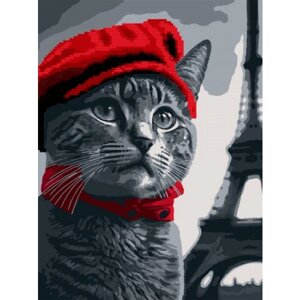 Картина за номерами Santi Котик у Парижі 30х40 см (954681)
