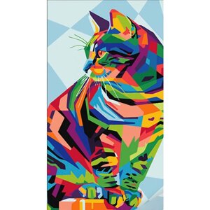 Картина за номерами Strateg Милий кіт у стилі поп-арт 50х25 см (WW228)