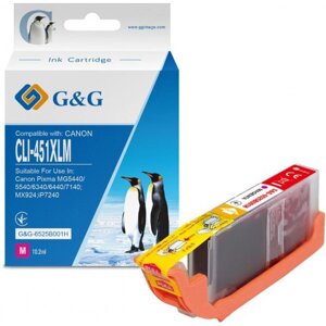 Картридж для струменевих принтерів/БФП G&G для Canon CLI-451M (Magenta) PIXMA MG5440/MG6340 (G&G-6525B001H)