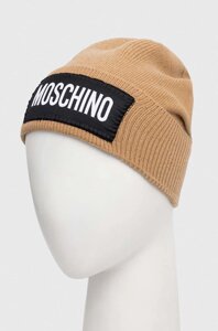 Кашемірова шапка Moschino колір коричневий вовна