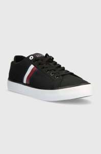 Кеди tommy hilfiger TH HI VULC LOW stripes MESH чоловічі колір чорний FM0fm04946