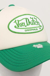 Кепка Von Dutch колір зелений з аплікацією