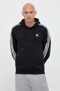 Кофта adidas Originals чоловіча колір чорний з капюшоном з аплікацією