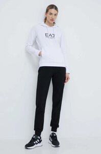 Кофта EA7 Emporio Armani жіноча колір білий з капюшоном з принтом