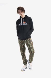 Кофта Ellesse SHK13288 Ferrer чоловіча колір зелений з капюшоном однотонна SHK13288-KHAKI