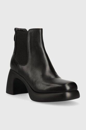 Шкіряні черевики Karl Lagerfeld ASTRAGON жіночі колір чорний каблук блок KL33840