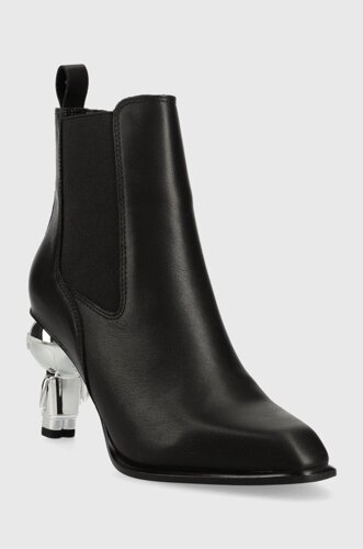 Шкіряні черевики Karl Lagerfeld IKON HEEL жіночі колір чорний каблук блок KL39060