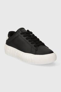 Шкіряні кросівки tommy jeans TJW leather cupsole ESS колір чорний EN0en02507