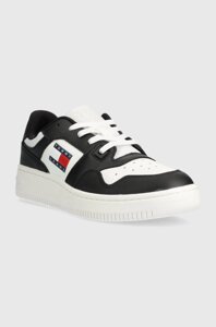 Шкіряні кросівки tommy jeans TJW RETRO basket ESS колір чорний EN0en02505