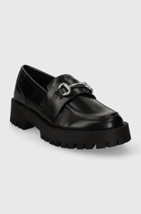 Шкіряні мокасини Steve Madden Lando-CN жіночі колір чорний на платформі SM11002936