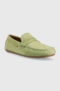 Шкіряні мокасини tommy hilfiger casual hilfiger SUEDE driver чоловічі колір зелений FM0fm04271