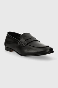 Шкіряні мокасини Tommy Hilfiger ESSENTIAL LEATHER LOAFER жіночі колір чорний на плоскому ходу FW0FW07769