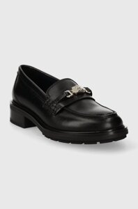 Шкіряні мокасини Tommy Hilfiger TH HARDWARE LOAFER жіночі колір чорний на плоскому ходу FW0FW07765