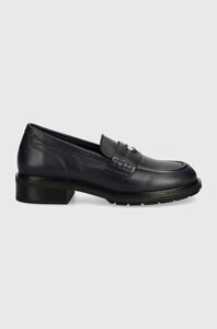 Шкіряні мокасини Tommy Hilfiger TH PENNY LOAFER жіночі колір синій на платформі FW0FW08029