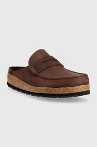 Шкіряні шльопанці Birkenstock Naples чоловічі колір коричневий 1025033