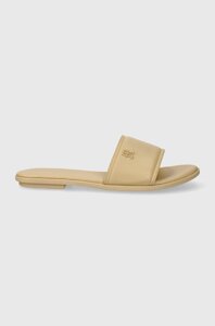 Шкіряні шльопанці Tommy Hilfiger POP COLOR MULE SANDAL жіночі колір бежевий FW0FW07936