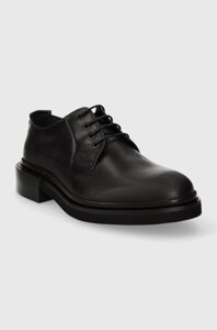 Шкіряні туфлі Calvin Klein POSTMAN DERBY чоловічі колір чорний HM0HM01356