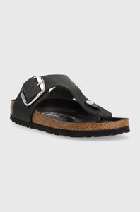 Шкіряні в'єтнамки Birkenstock Gizeh Big Buckle жіночі колір чорний на плоскому ходу 1023337