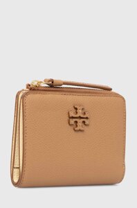 Шкіряний гаманець Tory Burch McGraw Bi-Fold жіночий колір коричневий 158904.227