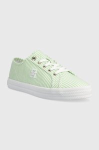 Кеди tommy hilfiger essential sneaker IN seersucker жіночі колір зелений FW0fw06958
