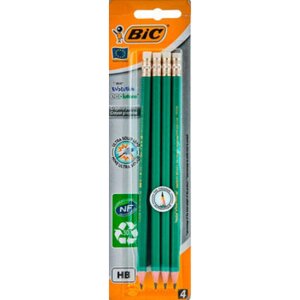 Набір олівців BIC Evolution HB графітові з ластиком 4 шт. зелені (3270220049012)