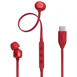 Навушники вкладиші дротові JBL tune 310C USB-C red (JBLT310CRED)