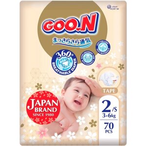 Одноразові підгузки Goo. N Premium Soft 3-6 кг 2(S) 70 шт. (F1010101-153)