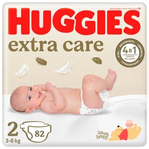 Одноразові підгузки Huggies Extra Care Розмір 2 (3-6 кг), 82 шт. (5029053578088)