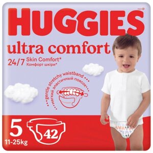 Одноразові підгузки Huggies Ultra Comfort Розмір 5 (11-25 кг), Jumbo 42 шт. (5029053567594)