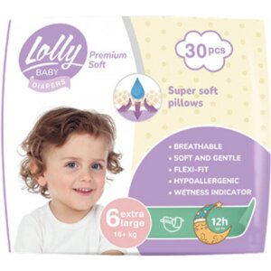 Одноразові підгузки Lolly Premium Soft Розмір 6 (16+ кг. 30 шт. (4820174981068)