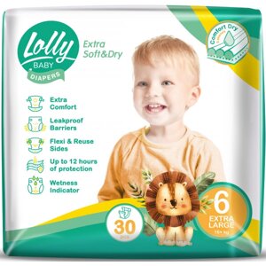 Одноразові підгузки Lolly Soft Розмір 6 (16+ кг. 30 шт. (4820174981280)