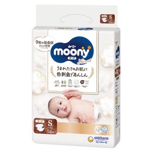 Одноразові підгузки Moony Natural Розмір S (4-8 кг), 58 шт. (4903111241149)