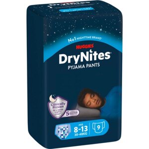 Одноразові підгузки-трусики Huggies DryNites мальчик 8-13 лет (30-48 кг), 9 шт. (5029053527598)