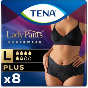 Одноразові підгузки-трусики Tena урологічні для жінок Slim Pants Plus L чорні 8 шт. (7322541130750)