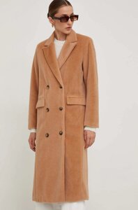 Пальто Answear Lab жіноче колір бежевий перехідне двобортне