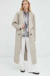 Пальто Gestuz жіноче колір бежевий перехідне двобортне