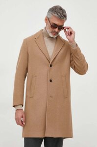 Пальто з домішкою вовни Sisley колір бежевий перехідне