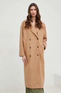 Пальто з вовною Answear Lab колір коричневий перехідне