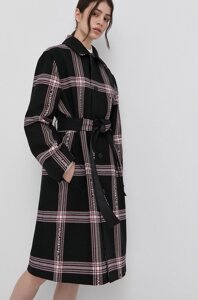 Пальто з вовною Karl Lagerfeld колір чорний перехідне