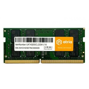 Пам'ять DDR ATRIA SO-DIMM DDR4 16/3200 (UAT43200CL22SK1/16)