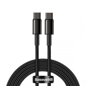 Перехідник Baseus Tungsten Gold USB-C-USB-C 2m Black (CATWJ-A01)